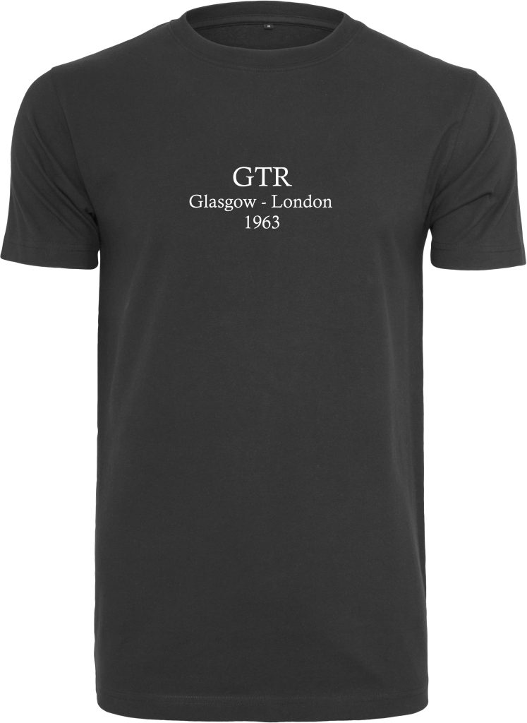 Mens black classic fit tee shirt. GTR